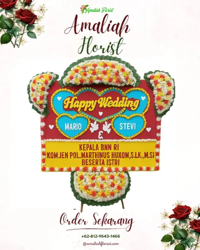 Karangan Papan Bunga Pernikahan di Ngajum